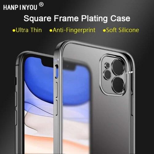 Ultra Thin Matte Square Frame Plating Phone Case For iPhone 12 11 Pro Max X XR 7 8 Plus Soft Silicone TPU Camera Protector Shell