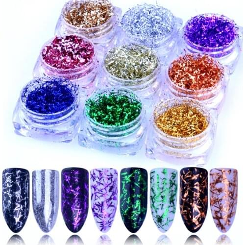 0.2g Nail Art Glitters Magic Mirror Powder Aluminum Silk Flakes Holographic Manicure UV Gel Polish Decoration Nails New Design