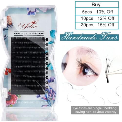 Yelix False Individual Camellia Lashes Eyelash Extension Mink Fast 3D-6D Volume Blossom Eyelashes Extensions Pandora