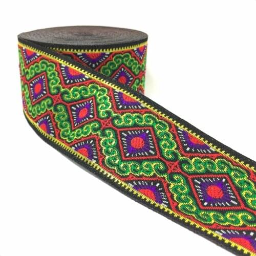 ZERZEEMOOY 2" 5cm 7yard/lot Straps Ribbon Color Totem Woven Jacquard Ribbon MZZD17060701