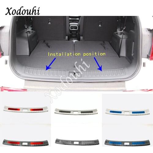 For Hyundai Santa Fe SantaFe 2019 2020 car inner inside rear back bumper trim Stainless Steel Scuff Sill trunk plate pedal 1pcs