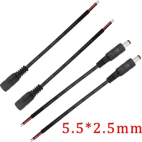 10Pair 5.5 x 2.1mm DC Connector Black DC 12V Extension CCTV Cable Male Plug Female Jack Wire Power Supply Adapter 15CM Length