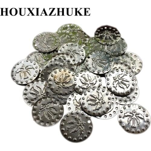 17 mm plated silver loose round coconut trees coins iron sequins for diy show clothing or cappa accessories 350 pcs per lot