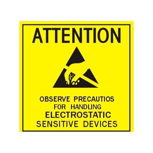 200pcs Warning Labels Attention Caution Adhesive Stickers 48mm*48mm for Anti Static Shielding Bags ESD shielding bag