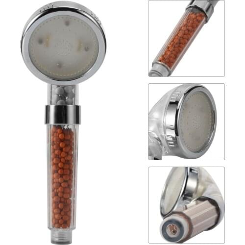 7-Color LED Shower Head High Turbo Pressure Bathroom Anion Stone Filter Shower Head