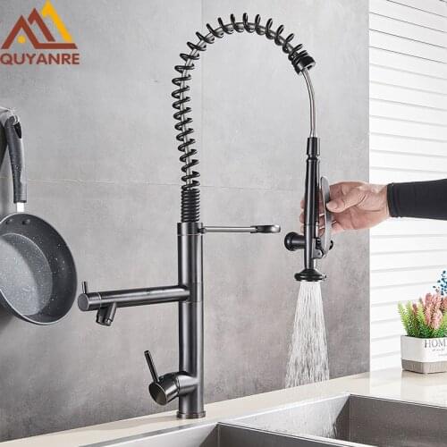 Blackend Tall Spring Kitchen Faucets Pull Down Sprayer Kitchen Faucet Single Handle Hot Cold Water Mixer Tap 360 Rotation Crane