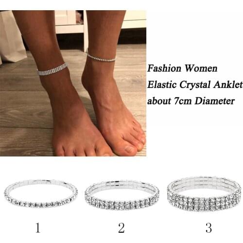 Women Sexy Clear Shining Elastic Anklet Stretch Anklets Crystal Bracelets Ankle Bracelets Mujer Foot Jewelry Body Chain Jewelry