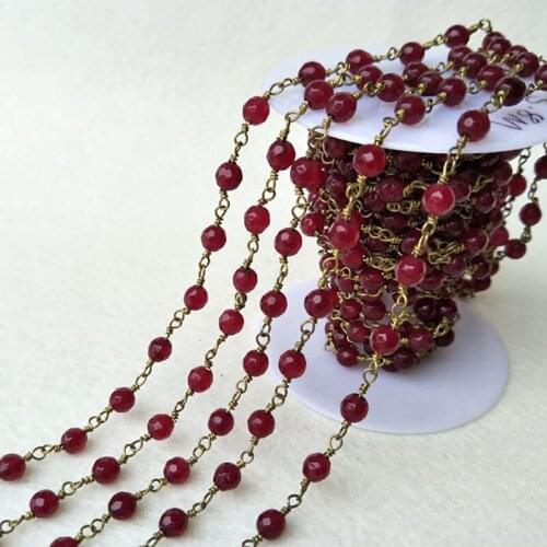Handcrafted Gold Color Wire Wrapped Chains jewelry Finding,Natural Agat e stone Beaded Chains,DIY necklace jewelry making LZ11