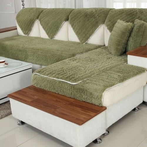 Solid Color Sofa Covers Towel Soft Plush Couch Cover For Living Room Bay window Pad L-shaped Sofa Decor
