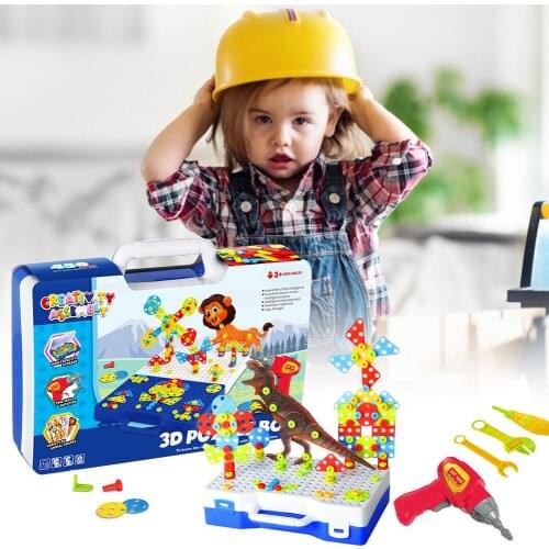 Electric Drill Puzzle Toys Novel Animal STEM Building Blocks Toys Cross Drill Bit Electric Drill Flat Drill Bit