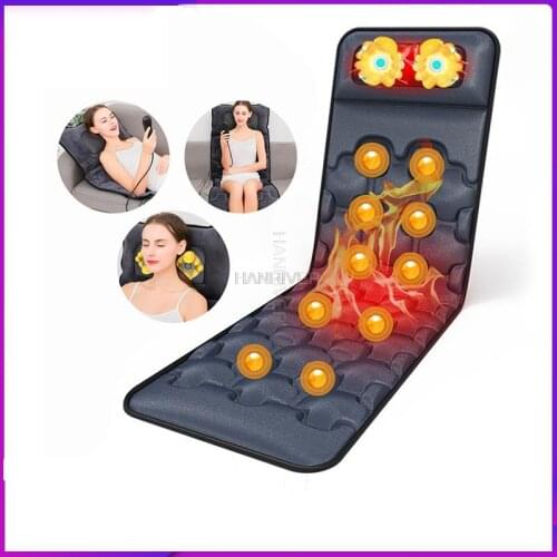 Electric Neck Massager Heating Vibrating Back Waist Massage Cushion Shiatsu Body Massage Mat for Home Office Car