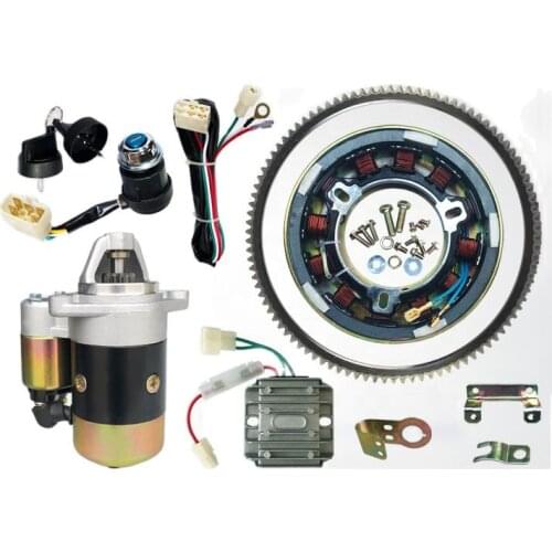 ELECTRIC START KITS FOR 170F 173F 178F 186FA 188F 192F GENERATOR DIESEL 5KW STARTER KEY SWITCH FLYWHEEL RING GEAR AVR MAGNETIC