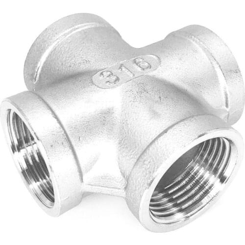 2.5" 3" 4" BSPT Female Cross 4 Ways 304 316 Stainless Steel Pipe Fitting Water Gas Oil