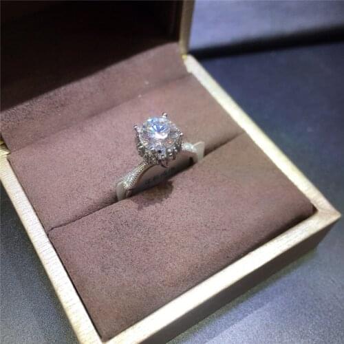 Inbeaut 2 ct Natural Moissanite Flower Bud Ring 925 Silver Excellent Cut D Color 4 Claw Moissanite Ring Women Classic Jewelry