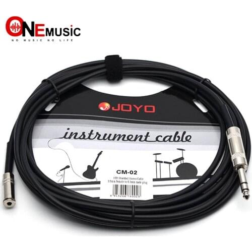 JOYO Instrument Cable CM-02 Shielded Stereo Cable 3.5mm Female to 6.3mm male plug 15ft Black