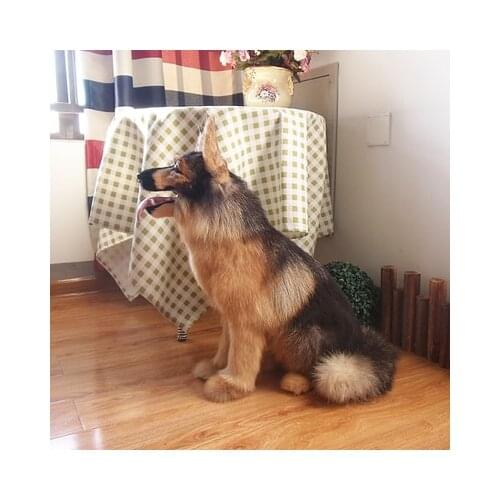 Simulation cute squatting wlofhound 55x50x22cm model polyethylene&furs dog model home decoration props ,model gift d712