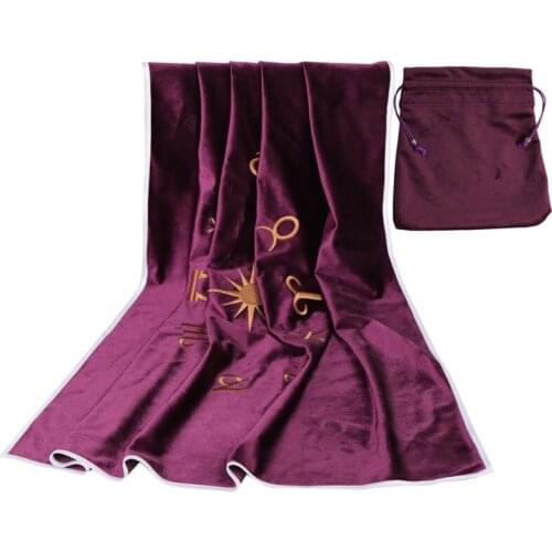 Board games Thick Velvet Tarots Divination Tablecloth with Bag 80x80cm Large Size Constellation Embroidery Altar Cloth