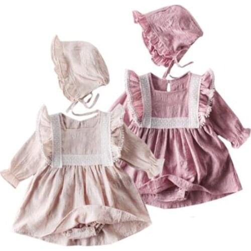2021 New Baby Girls Clothes Autumn Baby Romper lace Princess Birthday Party Clothes Girl Long Sleeve Infant Newborn Baby Clothes