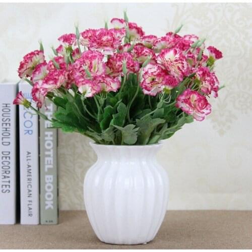 NuoNuoWell 10Heads 14'' Artificial Silk Carnations Flower Bridal Party Wedding Decor Mothers Day Gift 5Pcs-Pack