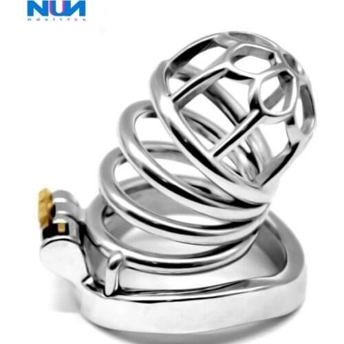 NUUN Male Chastity Lock Cage PLUM BLOSSOM CAGE Curved Ring Stainless Steel Sex Toys For Men Dick Cage