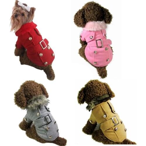 Pet Clothing European And American Style Quilted Wool Pet Jacket Autumn And Winter Style Warm Fur Collar Pet Clothes