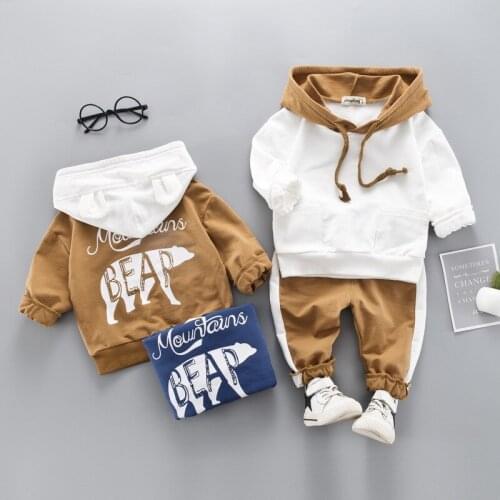 Newborn Kids Clothes Baby Boys Costume Long sleeve Letter Hooded Tracksuit Tops Pants Children spring Boys Outfits Infantil Set