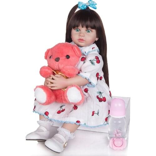 Wholesale Retail Silicone Reborn Girl Long Hair Baby Doll Toy Lifelike Newborn Princess Babies Doll Fashion Kid Child Brinquedos