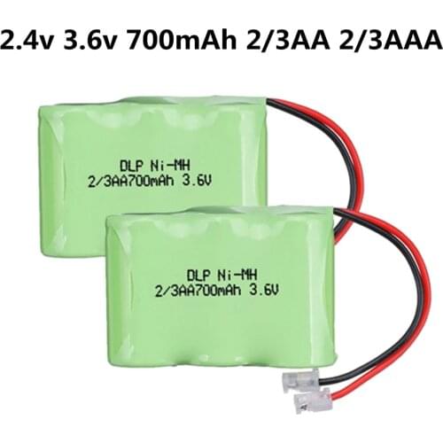 Original 2.4v 3.6v 700mAh 2/3AA 2/3AAA Ni-MH Rechargeable Battery Pack With Plugs For Cordless Phone battery 2pcs