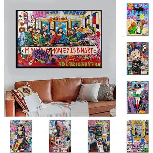 Last Dinne Posters Alec Monopoly Graffiti Wall Art Canvas Painting Prints Poster Modular Picture for Living Room Home Decoration