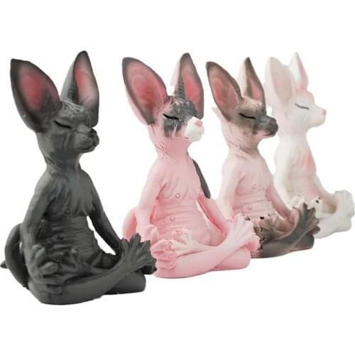 Whimsical Buddha Cat Figurine Meditation Yoga Happy Cat Decor Art Sculptures Outdoor Garden Little Monk Statues Figurines