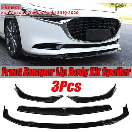 Black/Carbon Fiber Look Car Front Bumper Lip Splitter Diffuser Spoiler Protector Body Kit For Mazda 3 Sedan Axela 2019-2020