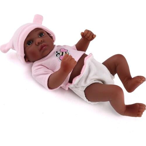 28cm open Eyes Full Silicone Body Lifelike Reborn Baby Doll Lovely Black Skin Realistic bebe reborn Doll Toys Kids Presents