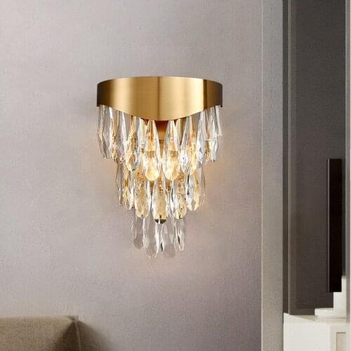 Luxury Gold Crystal Wall Sconce Lamps Modern Living Room Bedroom LED Wall Lights Creative Home Decoration Lighting