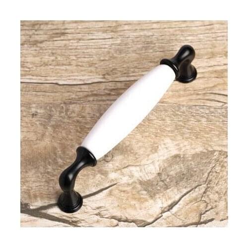 5" kitchen cabinet pull handle white ceramic dresser handle black cupboard drawer wardrobe furniture handles pulls knobs 128mm