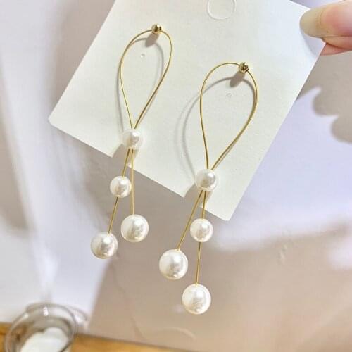 1Pair White Natural Freshwater Baroque Pearl Bohemian Earrings 925 Sterling Silver Long Tassels Dangle Earrings for Women Gifts