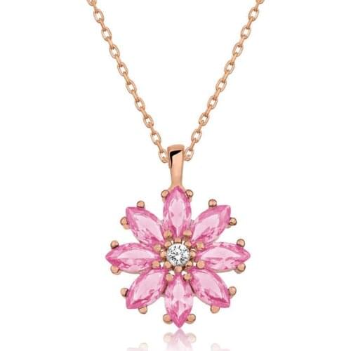 Tevuli 925 Sterling Silver Pink Flower Necklace
