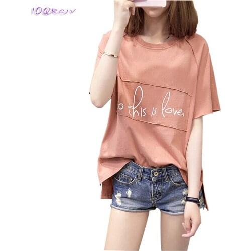 T-shirts women summer 2018 fashion print large size loose female T-shirts Split sleeves elegant tshirts women tops IOQRCJV T222