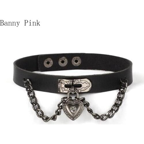 Gothic Punk Style Alloy Heart Tassel Choker Necklace For Women 90S Black Pu Leather Choker Collar Fashion Jewelry Colliers Colar