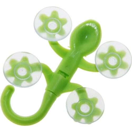 1Pc Gecko Powerful Plastic Four Suction Cups Hook Wall Hanger Decoration Bathroom--Random Color