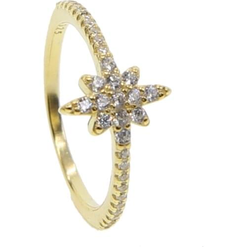 100% 925 Sterling silver lovely star ring latest gold color northstar sun burst design minimal minimalist girl women jewelry