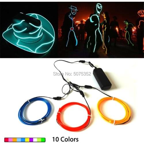 3.2mm Waterproof Neon Light Dance Party Decor Flexible EL Wire DIY Rope Tube Strip Car Lights Neon LED strips for Events Party