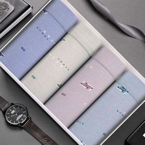 4pcs Mens Underwear Boxers Breathable Cotton Man Boxer Solid Underpants Comfortable Male Panties Brand Shorts Boxer Homme A39