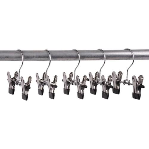 6Pcs Adjustable Stainless Steel Shoe Rack Pants Folder Boot Hanger Holder Portable Travel laundry Hook Hanging Clothes Sock Clip