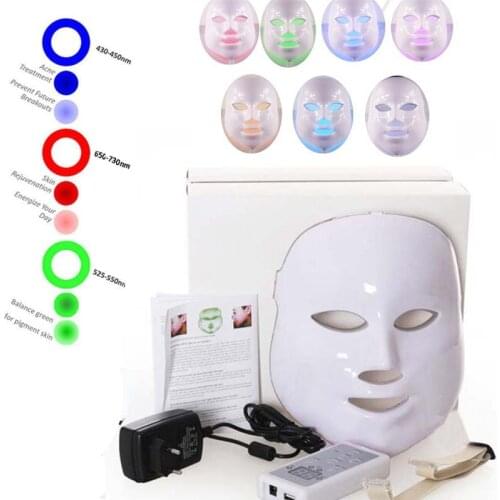 7 Colors LED Light PDT Photon LED Facial Mask Therapy Skin Rejuvenation Anti Acne Wrinkle Beauty Machine Face Massage Tool