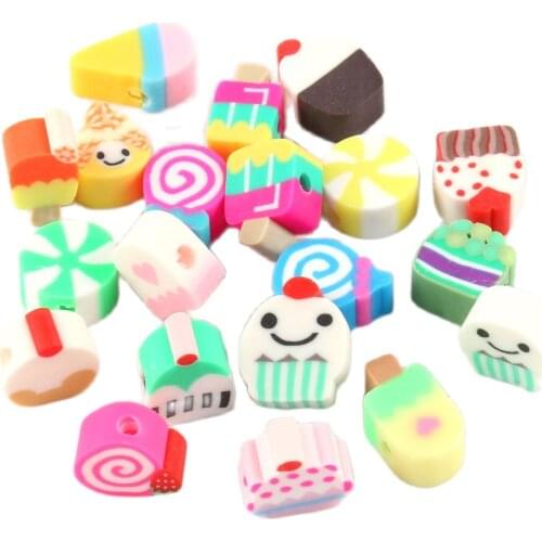 50pcs/Lot Loose Beads Clay Beads Mix Candy Ice cream Shape Clay Beads For Jewelry Making DIY Handmade Jewelry Crafts