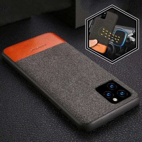 Canvas + Leather Case for iPhone 11 Pro Max 12 Mini 12 Pro Max X XR XS Max 5s 5 6 6S 7 8 plus SE 2020 Magnetic 360 Full Cover