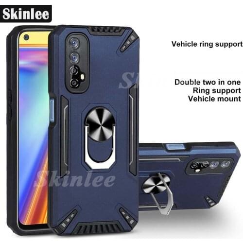 Skinlee For Realme Narzo 30 4G Case Luxury Armor Car Holder Ring Cover For Realme 7 Shockproof Silicone Case