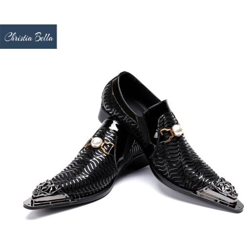 Christia Bella Oxford Shoes for Men Office Shoes Patent Leather Business Dress Shoes Men Flats Zapatos Hombre Black Derby Shoes