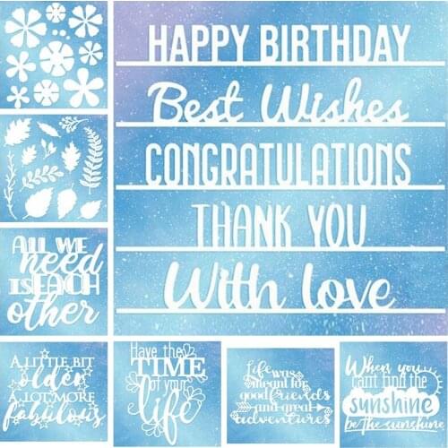 Floral Fancy Leaves cutting dies On the Edge ,All We Need phrase ,Letter Words metal die cuts Album Decor Cards Crafts