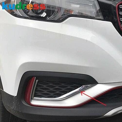 Front Fog Light Lamp Eyebrow Cover Trim For MG Zs EV 2017 2018 ABS Chrome Head Foglight Eyelid Strip Trims Car Accessories 2pcs